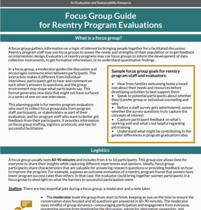 Infographic: Focus Group Guide for Reentry Program Evaluations
