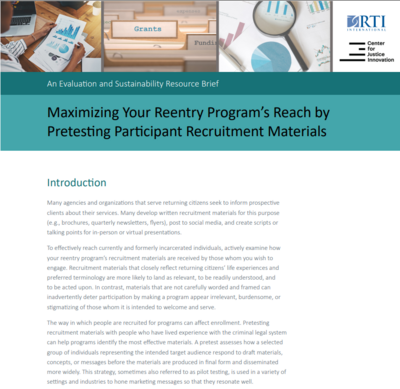 Resource Brief: Maximizing Your Reentry Program’s Reach by Pretesting Participant Recruitment Materials