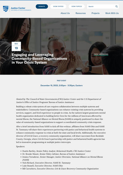 Engaging and Leveraging Community-Based Organizations in Your Crisis System