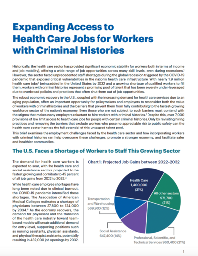 Expanding Access to Health Care Jobs for Workers with Criminal Histories