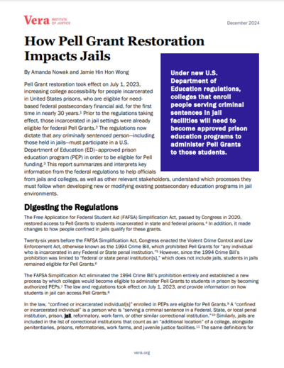 How Pell Grant Restoration Impacts Jails
