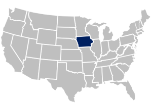 U.S. map with Iowa highlighted