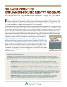 Self-Assessment for Employment-Focused Reentry Programs report cover